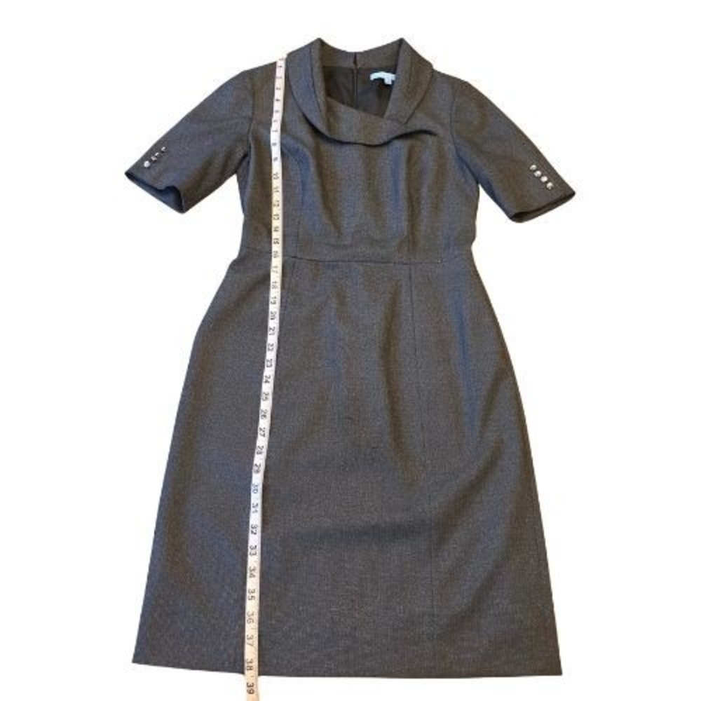 Antonio Melani 4 Womens Grey Cowl Neck Short Sleeve‎ Work Dress Button Cuffs - Picture 2 of 15